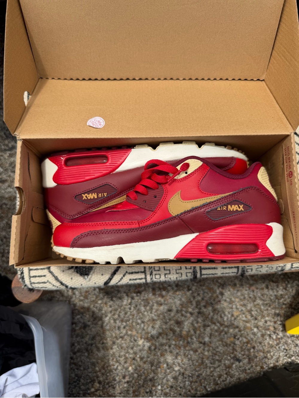 Nike Air Max Burgundy, Red & Gold Sneakers - Picture 3 of 4